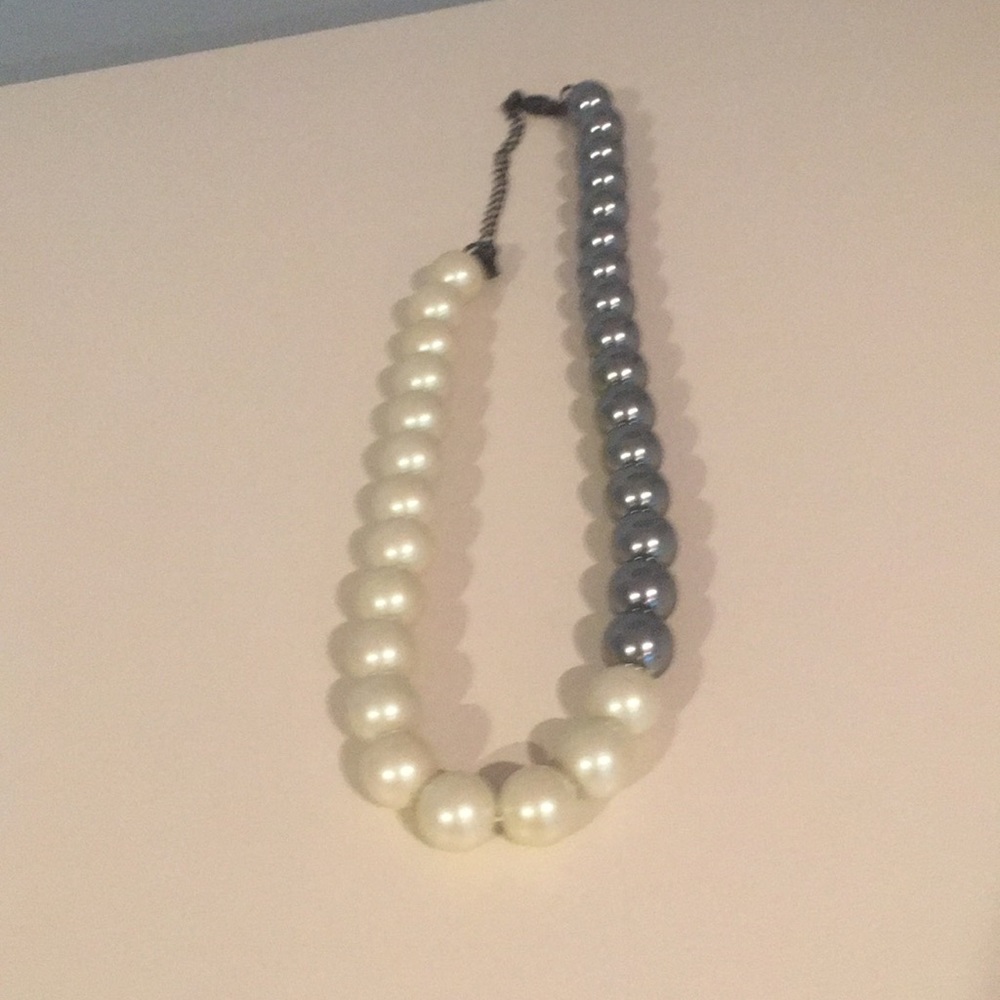 Silver and white pearl necklace